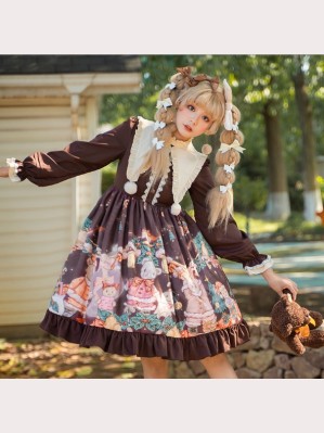Christmas Bear Sweet Lolita Style Dress OP & Hair Clip by Lolitimes (KJ59)